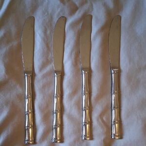 Set of Four Rebacraft Stainless Japan Royal Bamboo-style Handle Knives